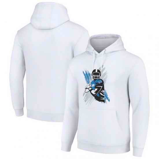 Men Starter White Detroit Lions Player X Fleece Pullover Hoodie